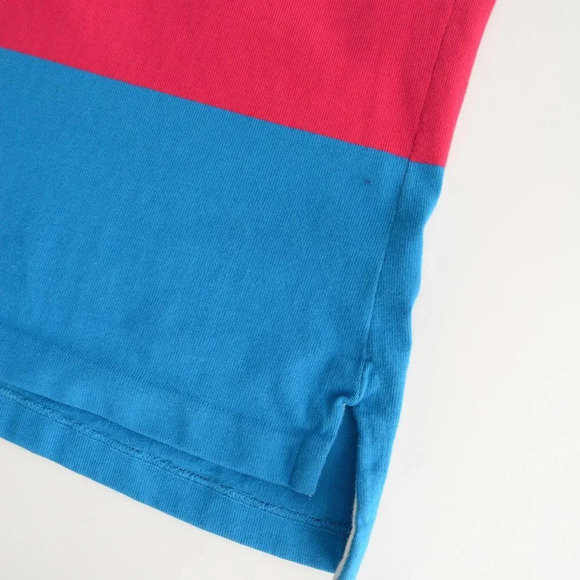 Vintage Gant Rugger Navy Pink Blue Polo Long Sleeve 100% Cotton Shirt Size Large - Picture 6 of 11